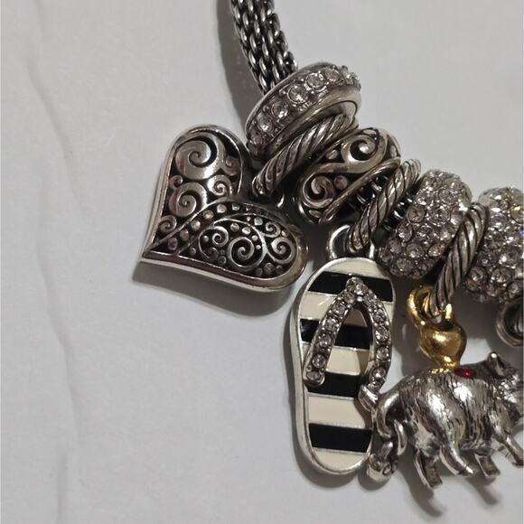 Brighton Arkansas Razorbacks Heart Sunglasses Sandal Charm Bracelet - Picture 4 of 10